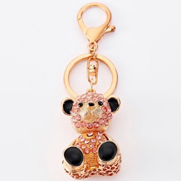 2/$16 New Pink Teddy Bear Purse Charm Keychain - Picture 3 of 4